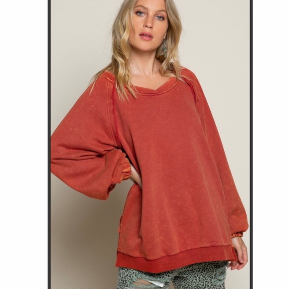 Washed Berry cross back pullover sweater - Picture 3 of 5